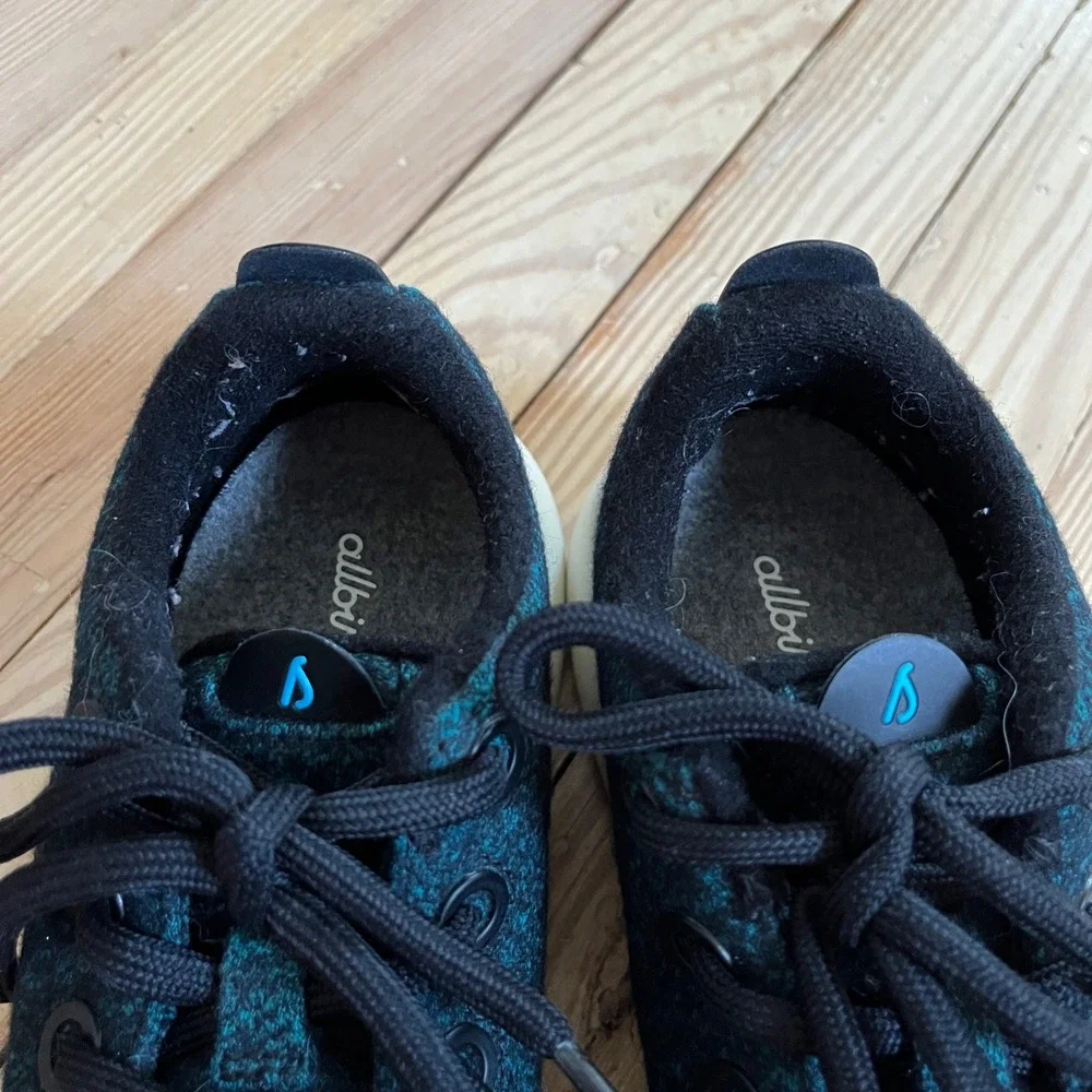 Allbirds Wool Runner Teal Black Heathered Merino Wool Sneakers Womens 9 athletic
